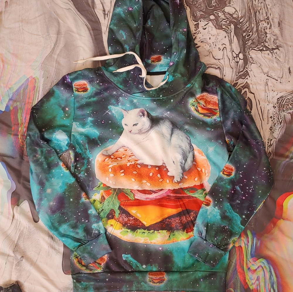 NWOT Funny cat hoodie